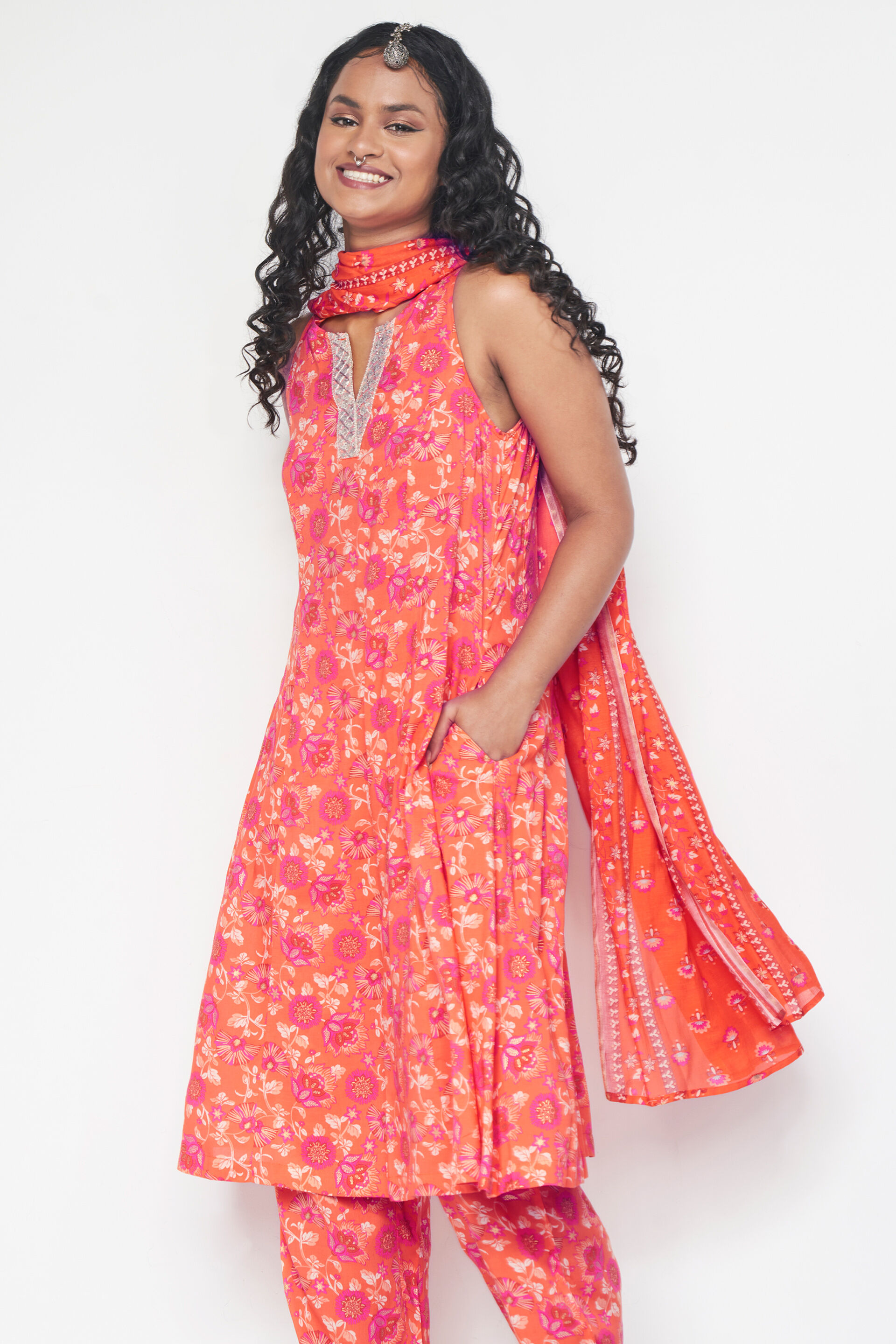 Dilnaz Kurta Set, Orange, image 5